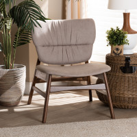 Baxton Studio WM5031-Latte/Walnut-CC Benito Mid-Century Modern Transitional Beige Fabric Upholstered and Walnut Brown Finished Wood Accent Chairb
